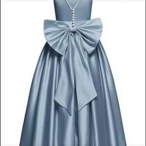 Elegant Blue Kids Dress with Bow